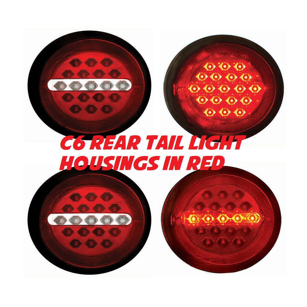 C6 Rear LED Tail Light Housings in RED