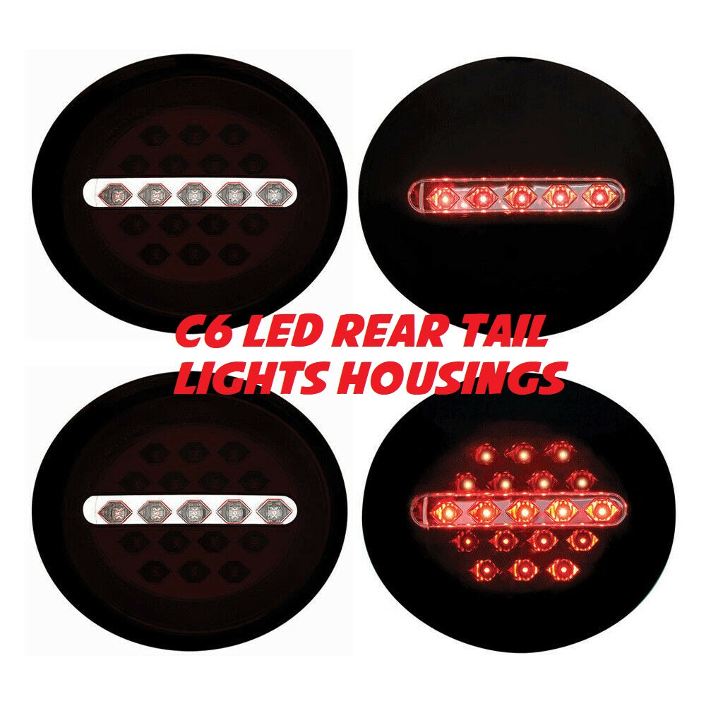 C6 Rear LED Tail Light Housings in BLACK